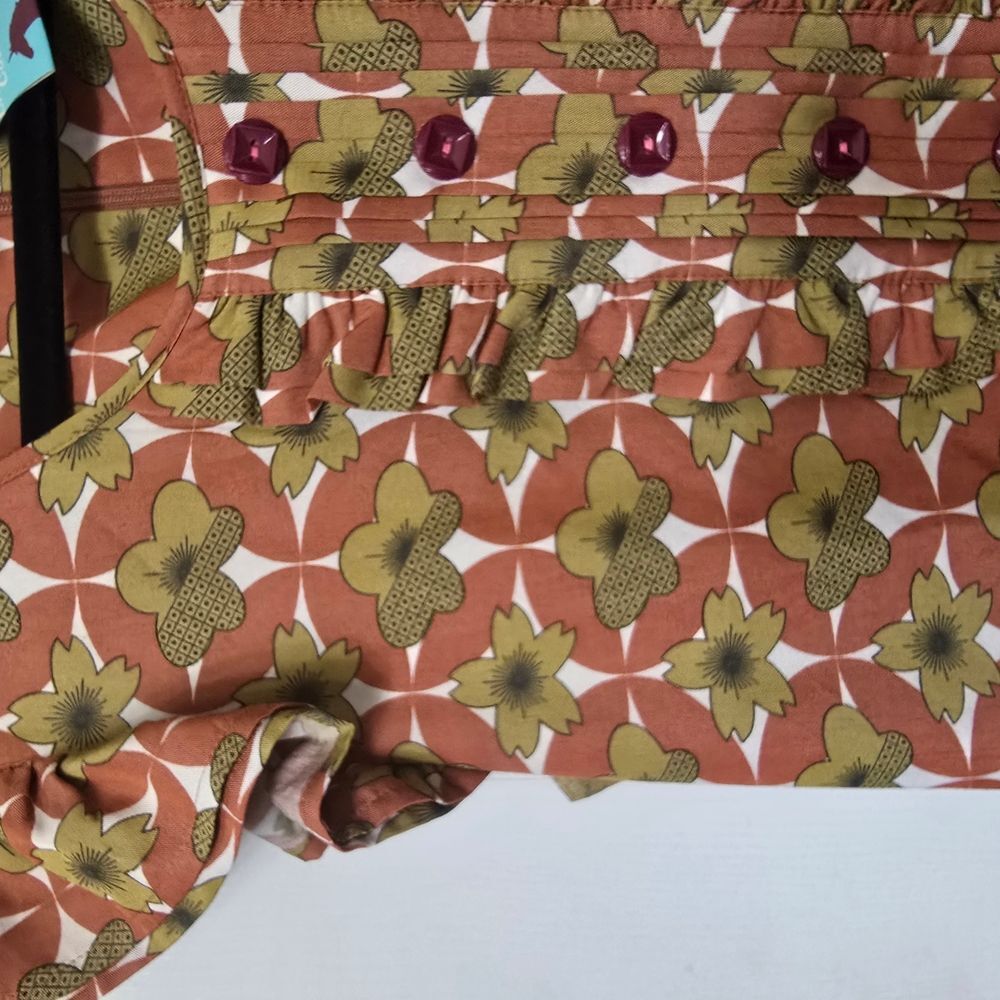 Matilda Jane Women's Floral Dress Size Medium Rust, Olive, cream - Picture 5 of 16